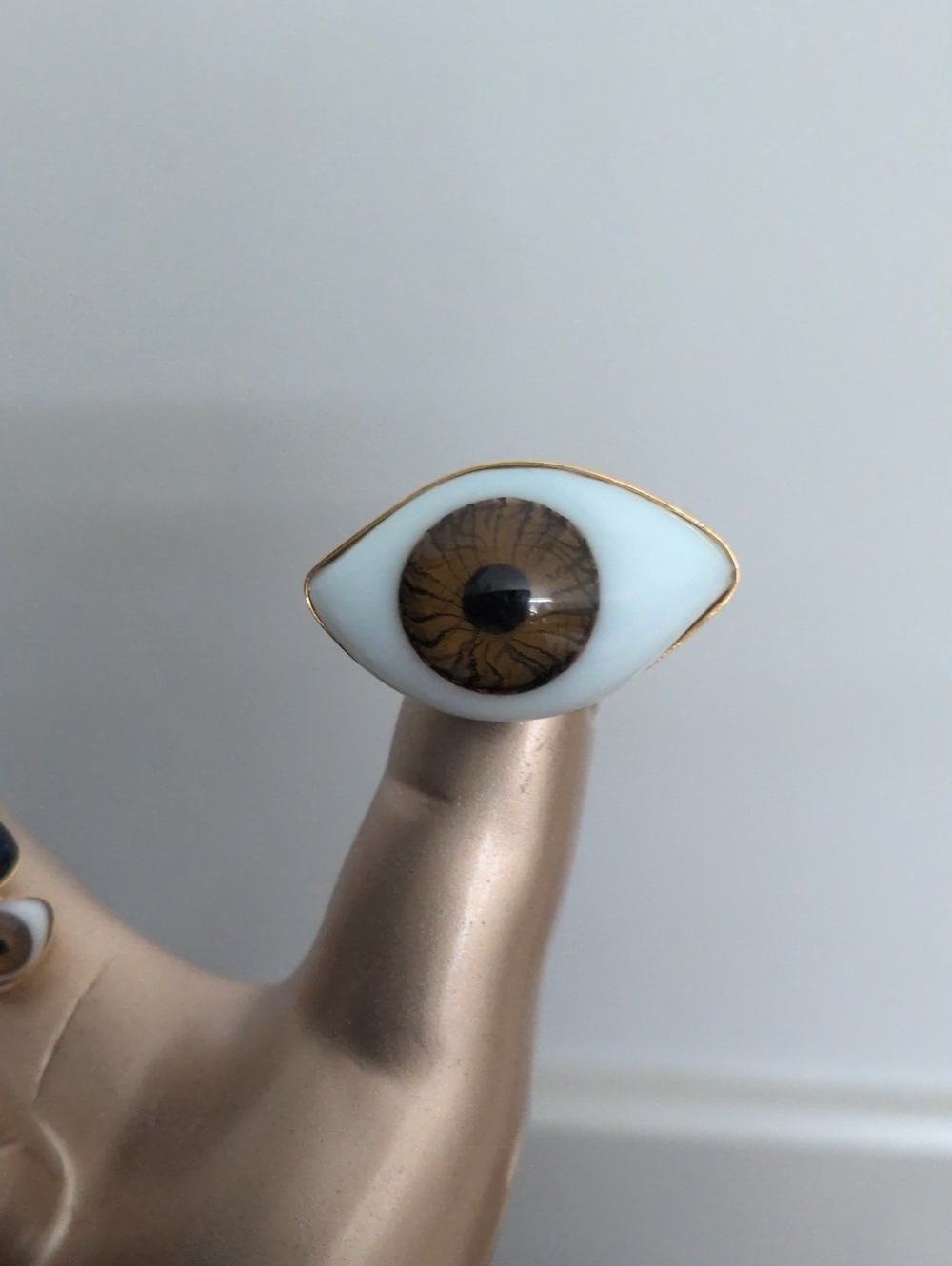 Evil Eye Statement Ring in White and Brown